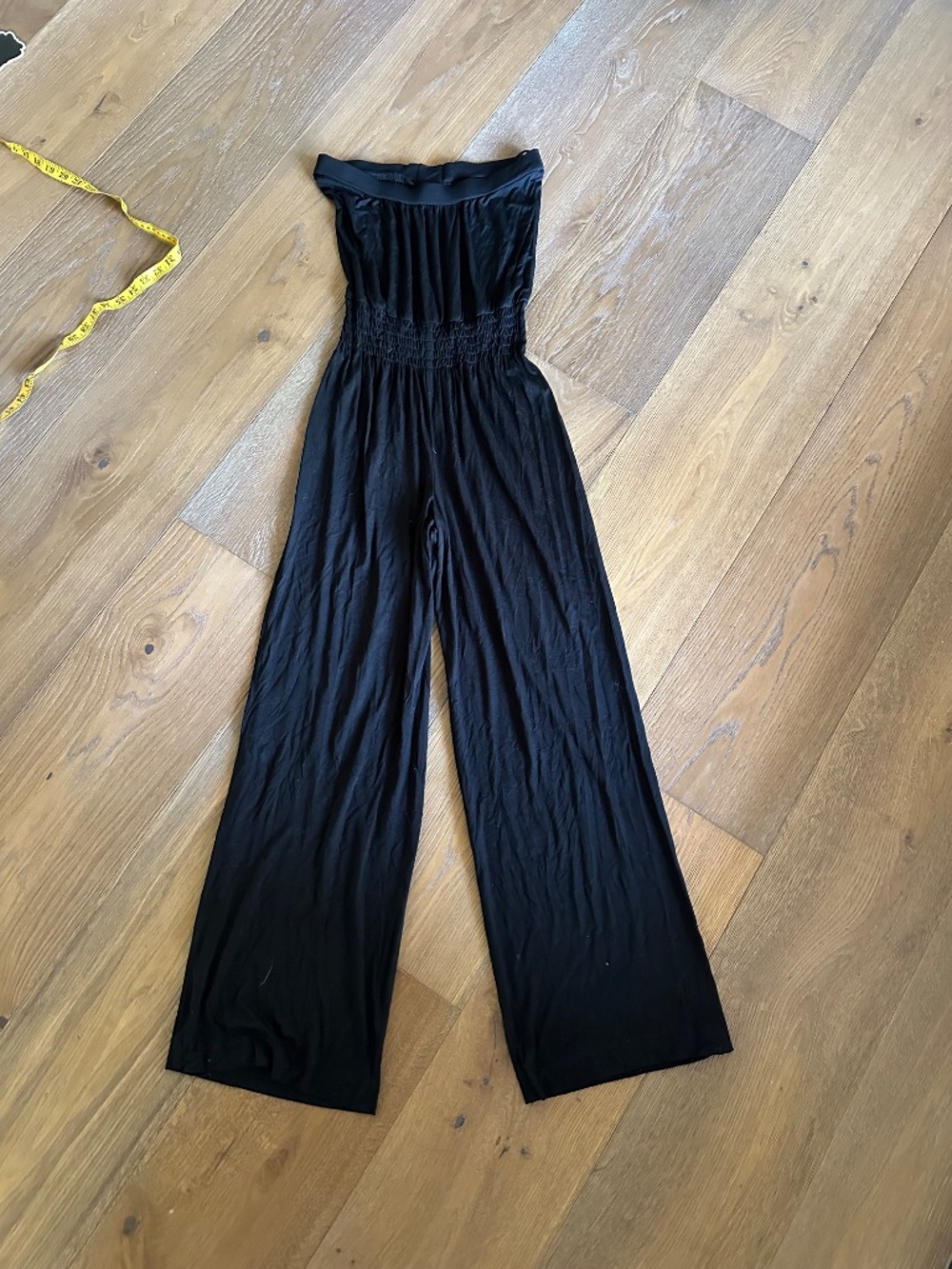 Trina Turk Strapless Wide Leg Jumpsuit Black Elastic Waist Made in USA Size 6 - Picture 11 of 12